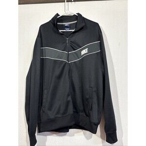Vintage Nike Sportswear Track Jacket Black Full Zip Spellout Men's Size XXL